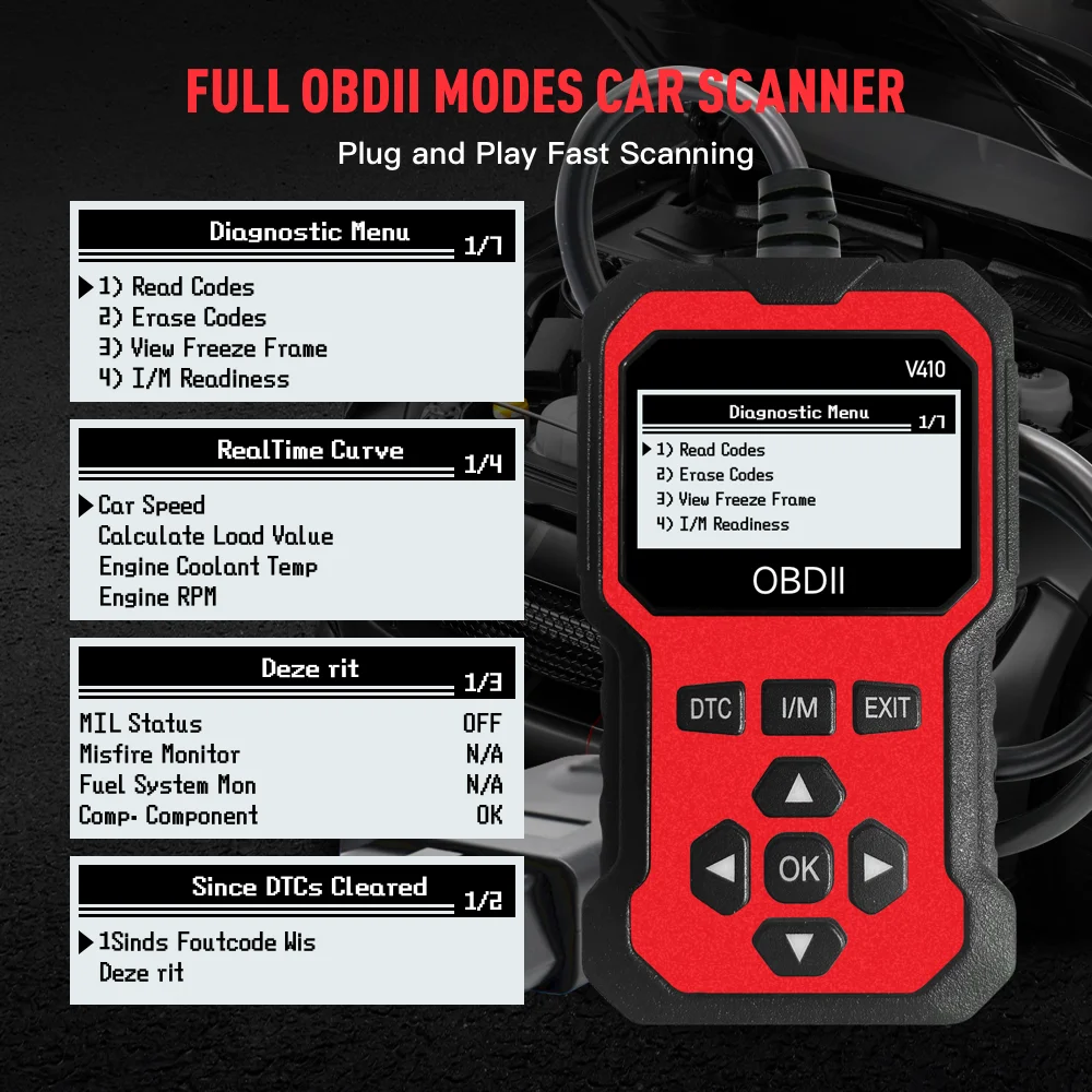 Enhanced Universal Obd Ii Scanner Car Engine Fault Code Reader Can Diagnostic Scan Tool, Read and Clear Error Codes for 1996 thumbnail 5