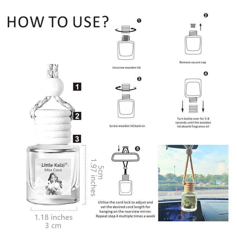 Little kaizi Scented Car Air Freshener - Long Lasting Car Diffuser - Last 60+ Days thumbnail 2