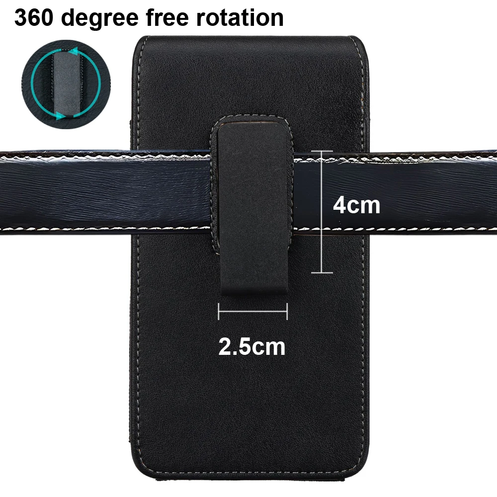 Universal Magnetic Leather Phone Belt Clip Case For iPhone Samsung Xiaomi 360 Degree Rotating Waist Bag Vertical Holster Cover thumbnail 5