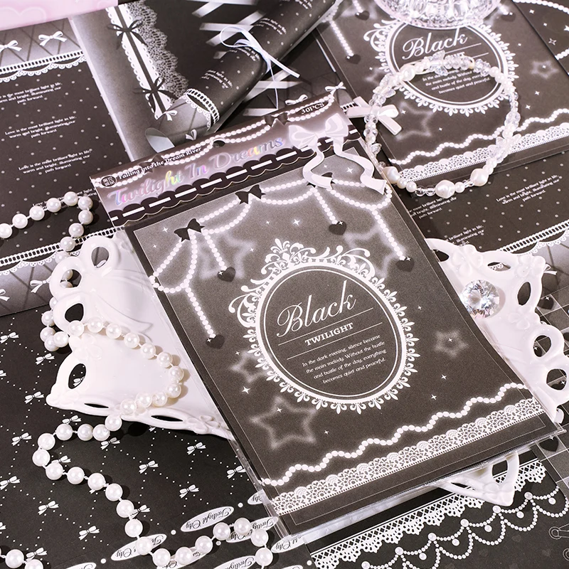 30pcs Kawaii Sweet Lace Scrapbook Background Decorative Paper Creative Collage DIY Handmade Junk Journal Aesthetic Craft Paper thumbnail 4