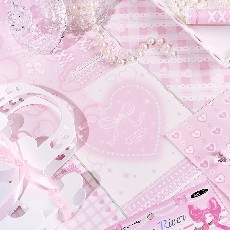 30pcs Kawaii Sweet Lace Scrapbook Background Decorative Paper Creative Collage DIY Handmade Junk Journal Aesthetic Craft Paper thumbnail 5