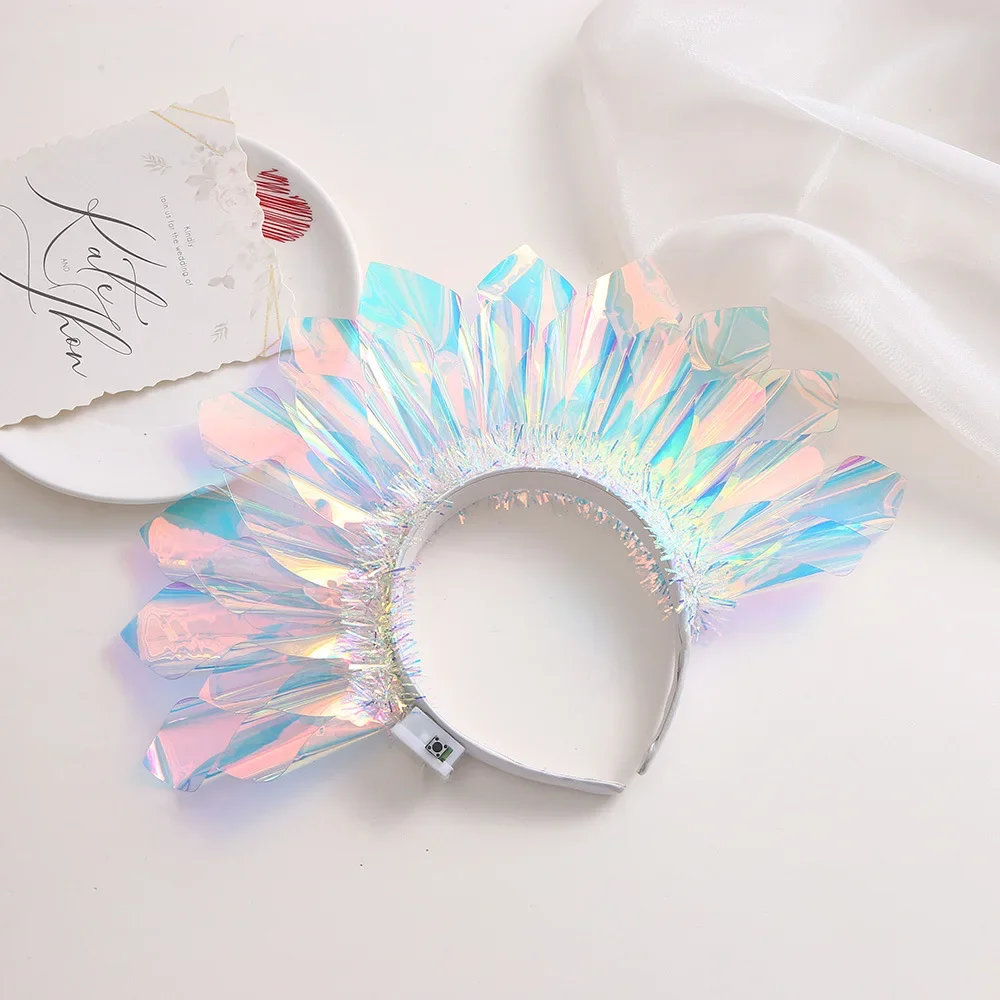 Light Up Headband Glowing Crown Singers LED Laser Hairband Flashing Headdress Luminous Crown Nightclub Cosplay Party Headwear thumbnail 6