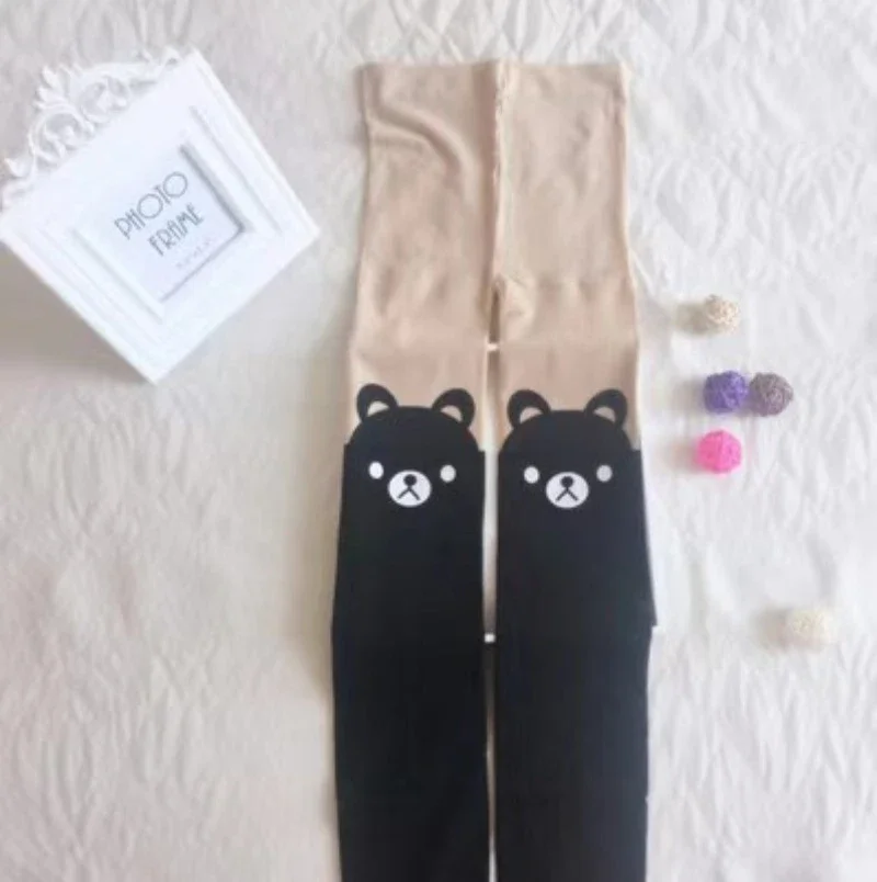 Cartoon Cat Children's Princess Girl Tights Stockings Baby Cute Pantyhose Kids Knee Fake Velvet Stocking White thumbnail 5