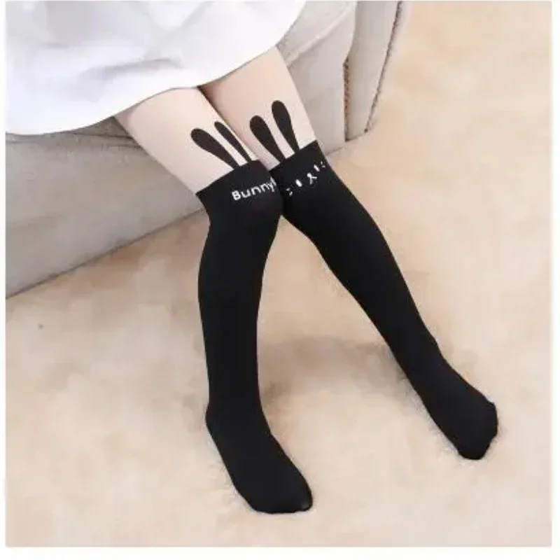 Cartoon Cat Children's Princess Girl Tights Stockings Baby Cute Pantyhose Kids Knee Fake Velvet Stocking White thumbnail 6