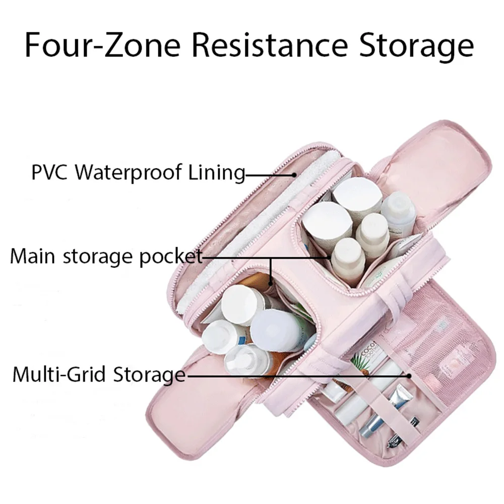 Large Capacity Cosmetic Bag Female Travel Wash Handbag Bathroom Partition Shower Makeup Pouch Waterproof Toiletries Organizer thumbnail 4