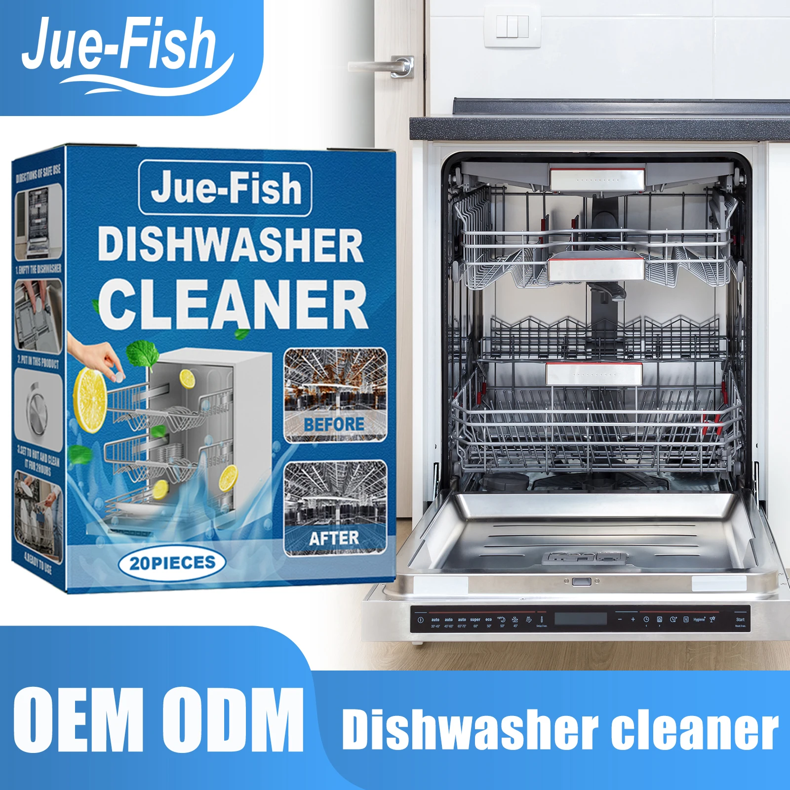 Dishwasher Cleaner Strong Oil Stain Removal Descaling Detergent Tablets Kitchen Cleaning Tools for Dishwasher Washing Machine