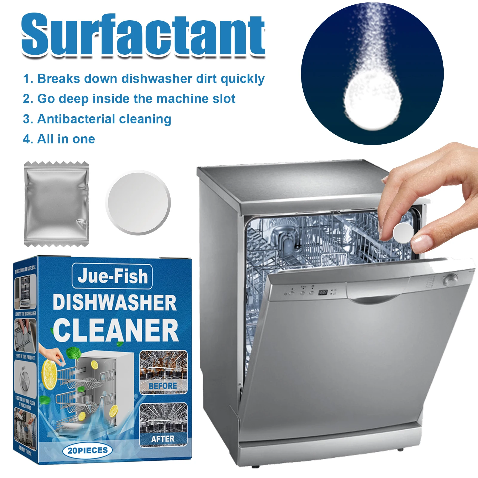 Dishwasher Cleaner Strong Oil Stain Removal Descaling Detergent Tablets Kitchen Cleaning Tools for Dishwasher Washing Machine thumbnail 4