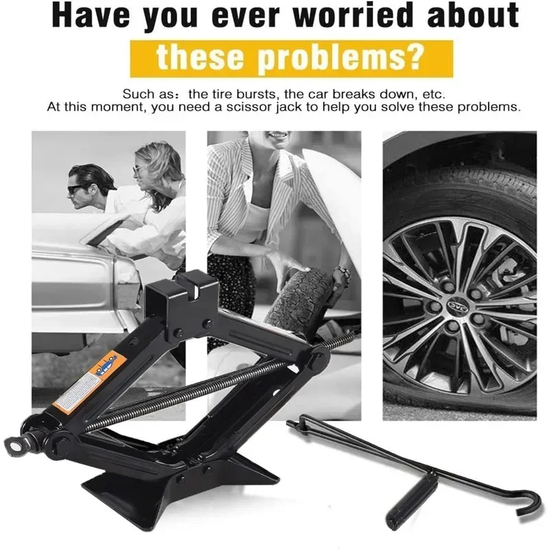 Car Jack 0.8T/1T/2T Portable Scissor Jack Labor Saving Hand Cranked For Tire Replacement Vehicle Repair Car SUV Van Repair Tool thumbnail 2