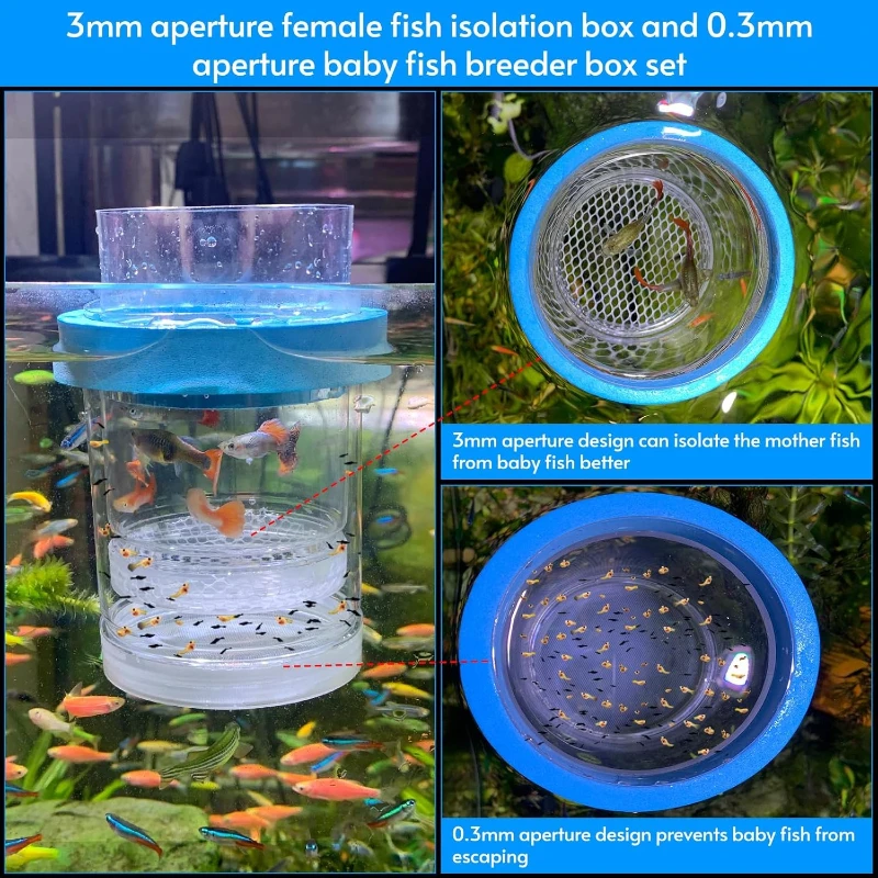 Floating Breeder Box for Fish Tank Aquarium Double-layer Isolation Incubator for Guppy Baby Betta Aggressive Injured Fish thumbnail 3