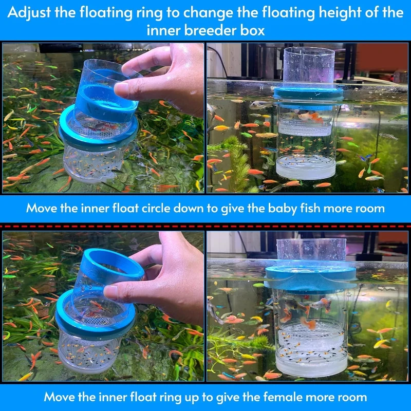 Floating Breeder Box for Fish Tank Aquarium Double-layer Isolation Incubator for Guppy Baby Betta Aggressive Injured Fish thumbnail 4