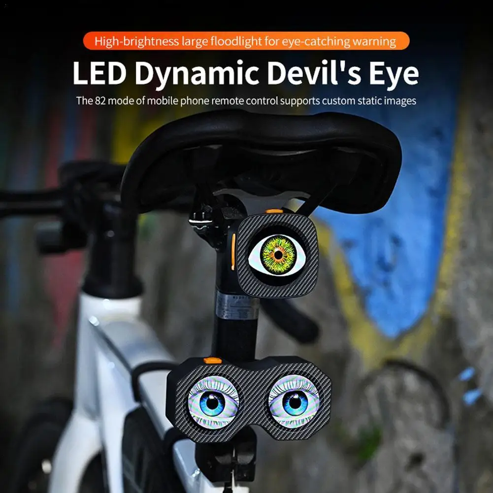 Motorcycle Bicycle LED Dynamic Devil's Eye Mobile APP Control 82 Mode LED 3D Lens Eye-Catching Warning DIY Pattern Long-lasting