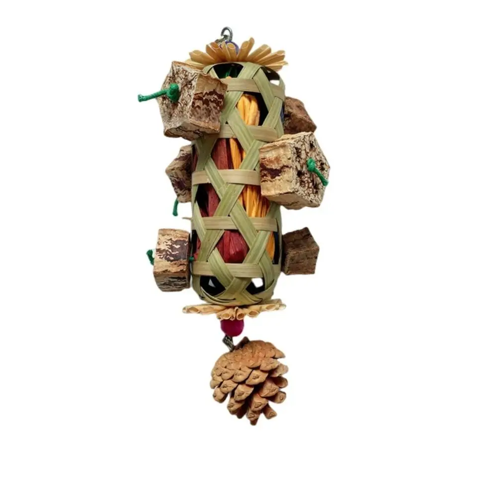 New Parrot Chew Toys,Parrot Hanging Bite Wooden Colorful Shredding Crinkles Natural For Parakeets Budgie Macaw African Cockatoo