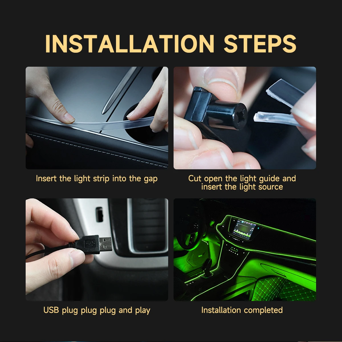 For Tesla MODEL 3/Y Flexible Cold Light Car Interior Atmosphere Lighting LED Strip Halloween Christmas Fiber Optic Illuminator thumbnail 5