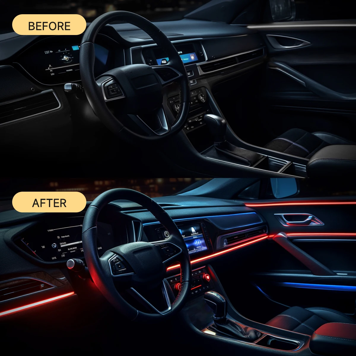 For Tesla MODEL 3/Y Flexible Cold Light Car Interior Atmosphere Lighting LED Strip Halloween Christmas Fiber Optic Illuminator thumbnail 4
