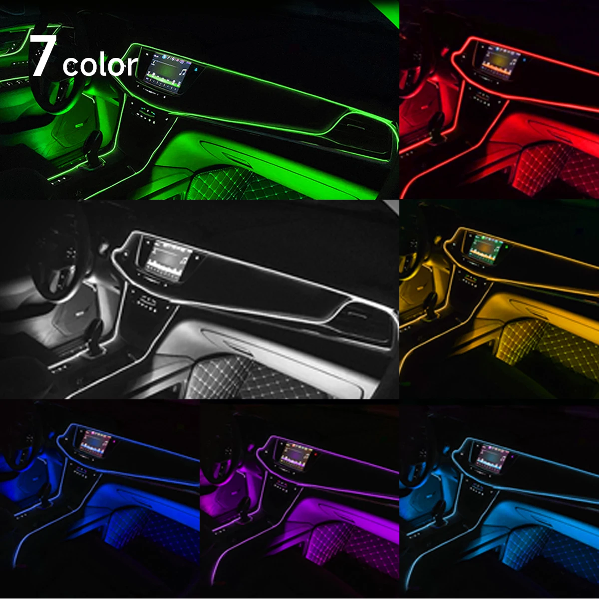 For Tesla MODEL 3/Y Flexible Cold Light Car Interior Atmosphere Lighting LED Strip Halloween Christmas Fiber Optic Illuminator thumbnail 3