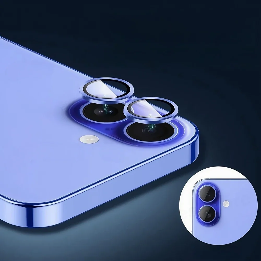 Aluminum Metal Ring Camera Protector For iPhone 17 17Air Rear Lens Tempered Glass Cover For iPhone 16 16Plus Lens Protective Cap thumbnail 3
