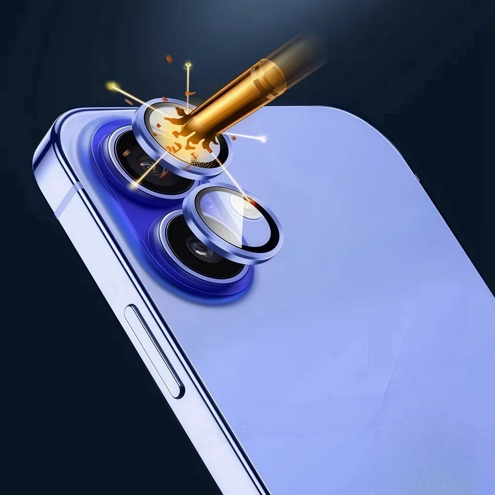 Aluminum Metal Ring Camera Protector For iPhone 17 17Air Rear Lens Tempered Glass Cover For iPhone 16 16Plus Lens Protective Cap thumbnail 2
