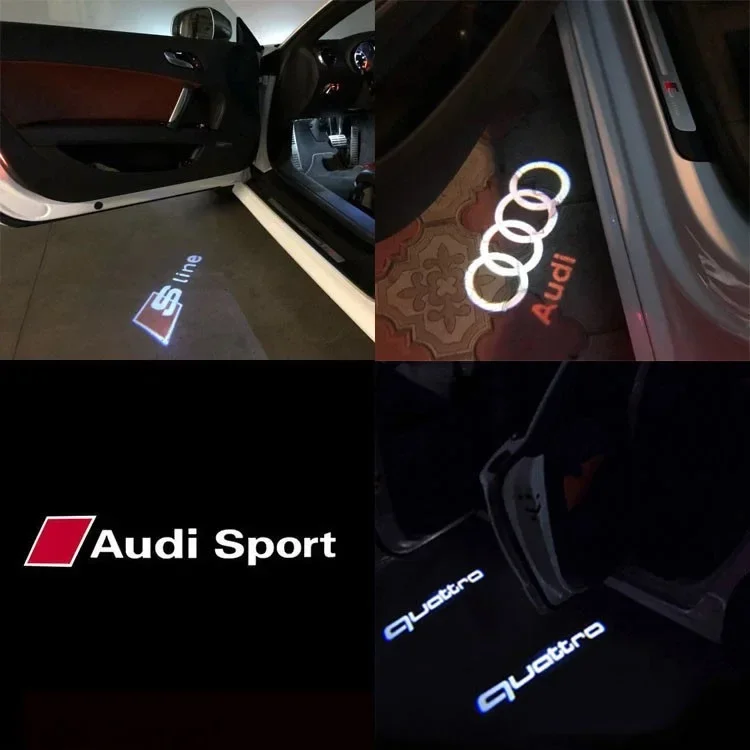 2/4Pcs Audi Sline S3 S4 S5 S6 S7 RS Quattro Q7 Q5 Q3 A4 B8 8P A3 A6 C7 A5 A6 A8 LED Car Door Welcome Logo Light Projector Lamp thumbnail 6