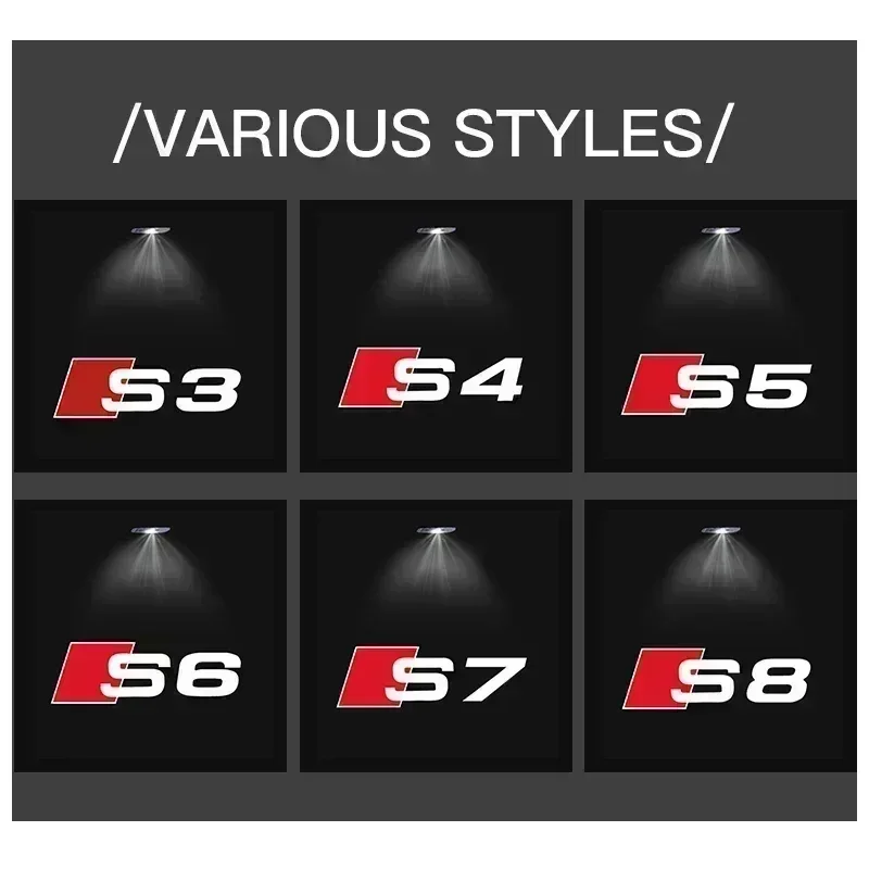 2/4Pcs Audi Sline S3 S4 S5 S6 S7 RS Quattro Q7 Q5 Q3 A4 B8 8P A3 A6 C7 A5 A6 A8 LED Car Door Welcome Logo Light Projector Lamp thumbnail 2