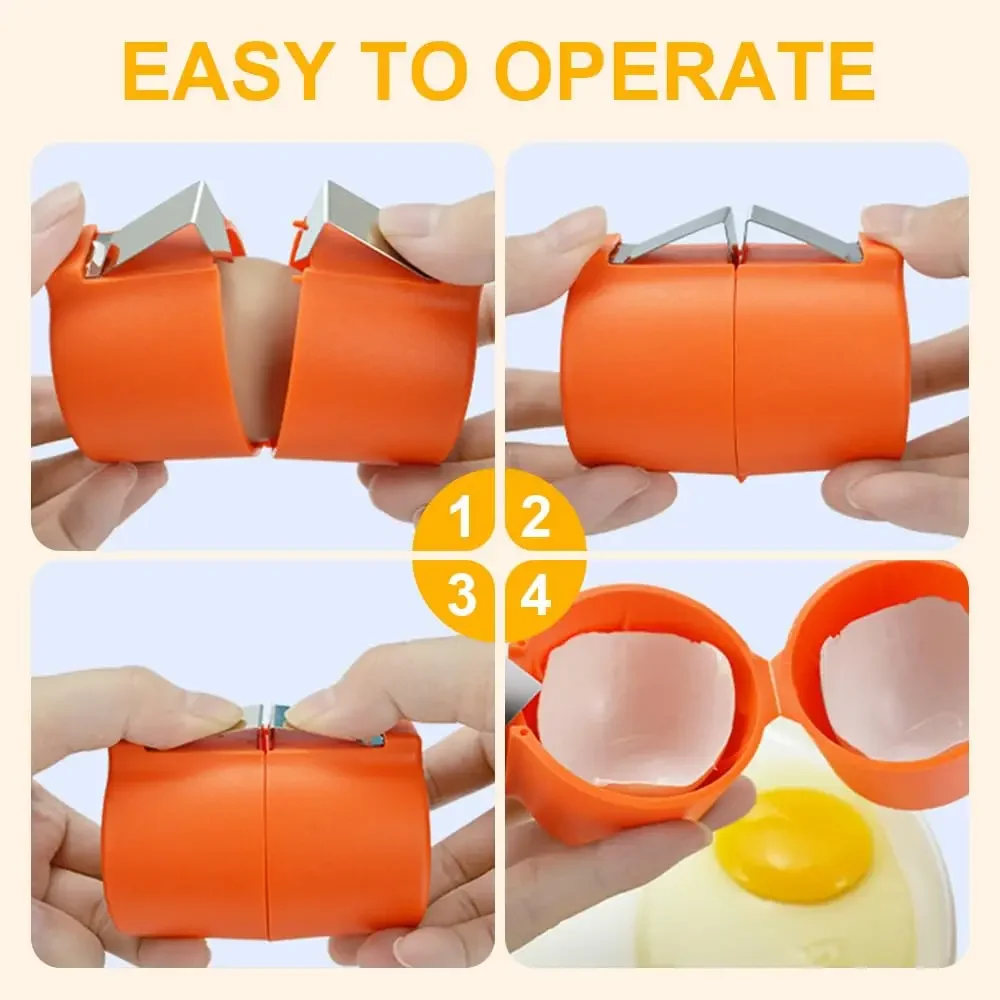 1/2pcs Multifunctional Egg Shell Opener Handheld Egg Cracker Separator Tool Eggshell Cutter Easy Open Kitchen Gadget for Raw Egg thumbnail 5