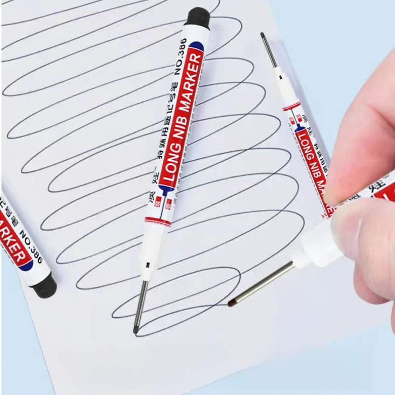 Long Needle Marker Pen Red Blue Waterproof Special Bathroom Garden Woodworking Glass Metal DIY Deep Holes Oil Pen thumbnail 2