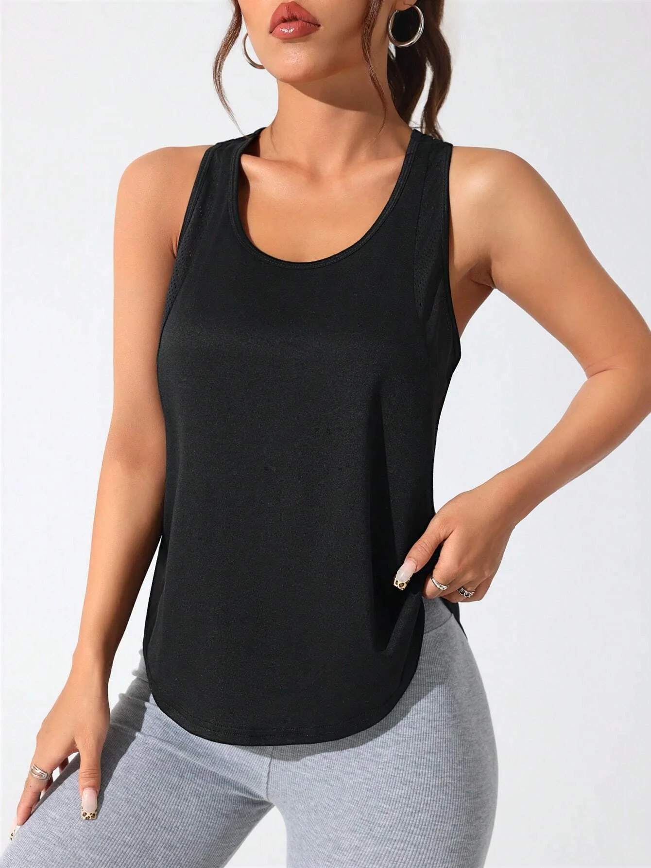 Women's stitched letters quick-drying sports vest, breathable net yoga sportswear, tennis uniform cycling suit, daily wear thumbnail 3