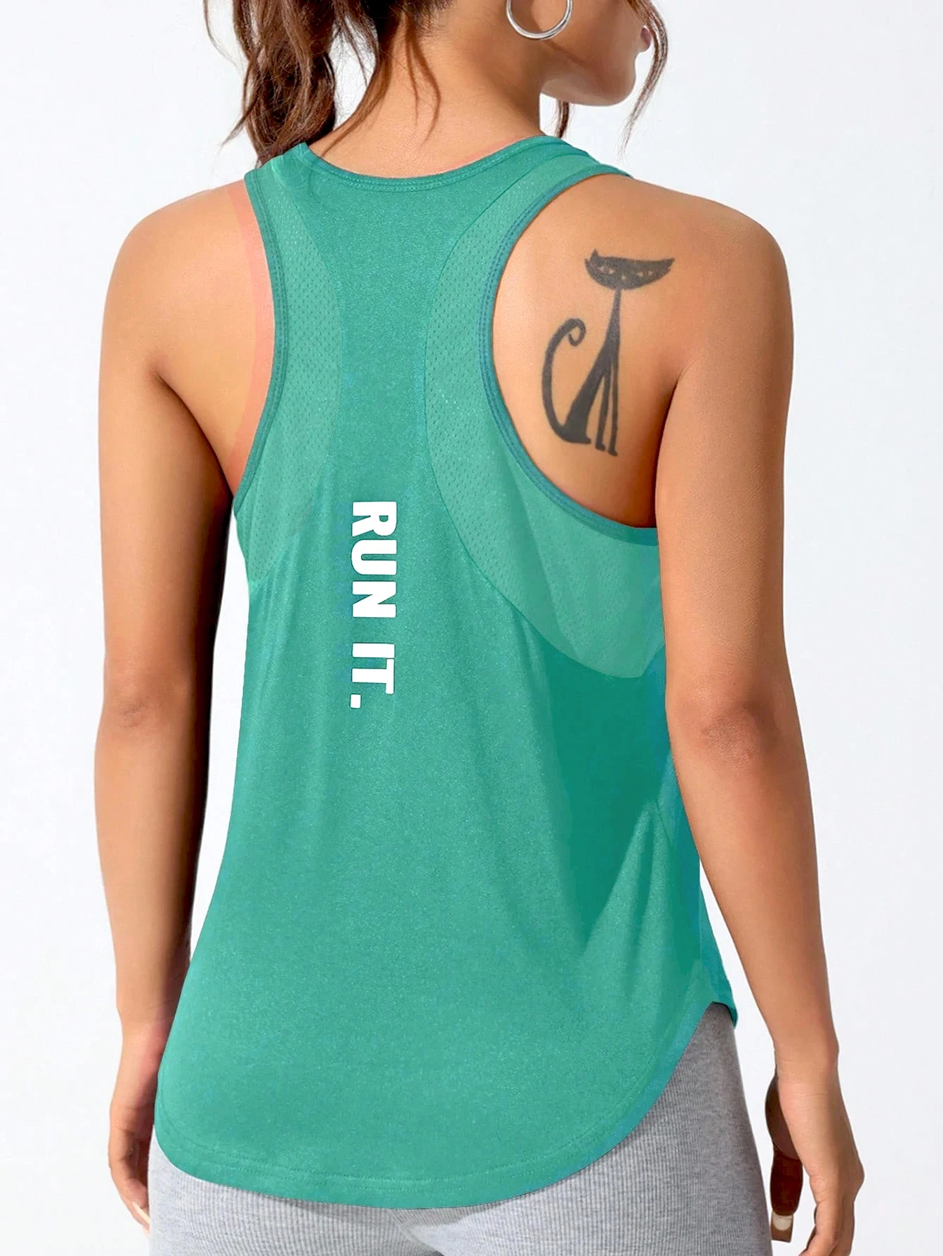 Women's stitched letters quick-drying sports vest, breathable net yoga sportswear, tennis uniform cycling suit, daily wear thumbnail 2