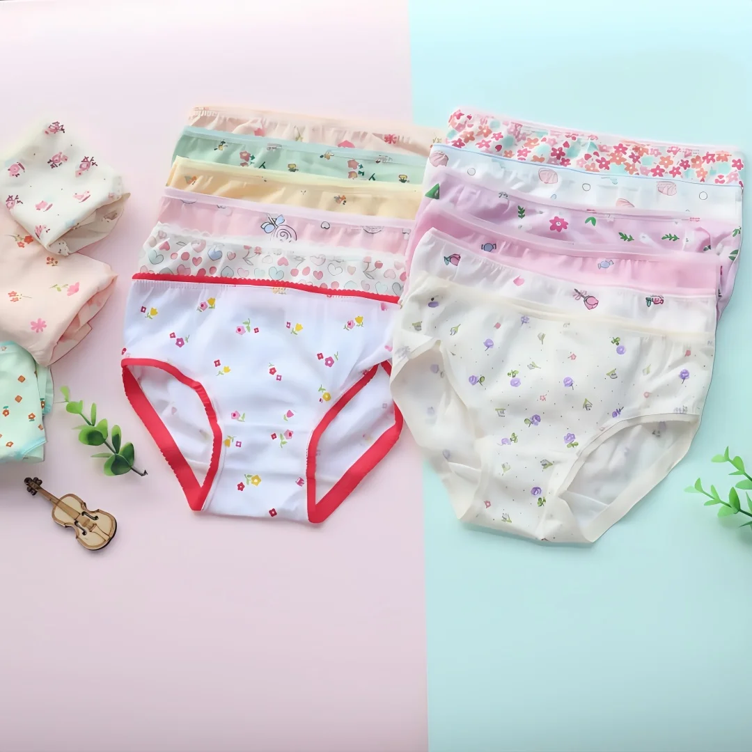 12pcs/Lot Baby Underwear Kids Panties Briefs Girls Underpants 2-12Years thumbnail 5
