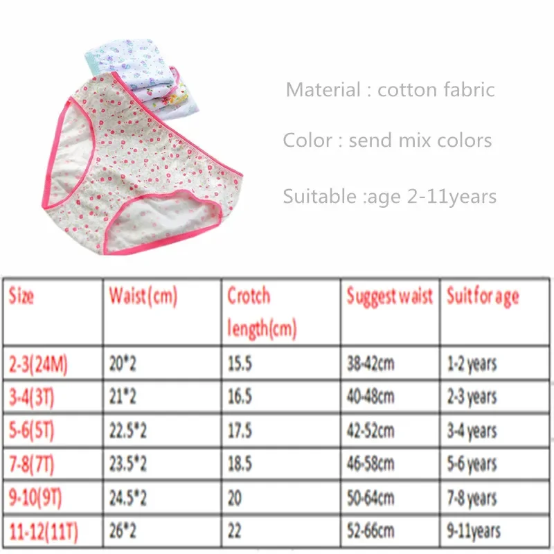12pcs/Lot Baby Underwear Kids Panties Briefs Girls Underpants 2-12Years thumbnail 6