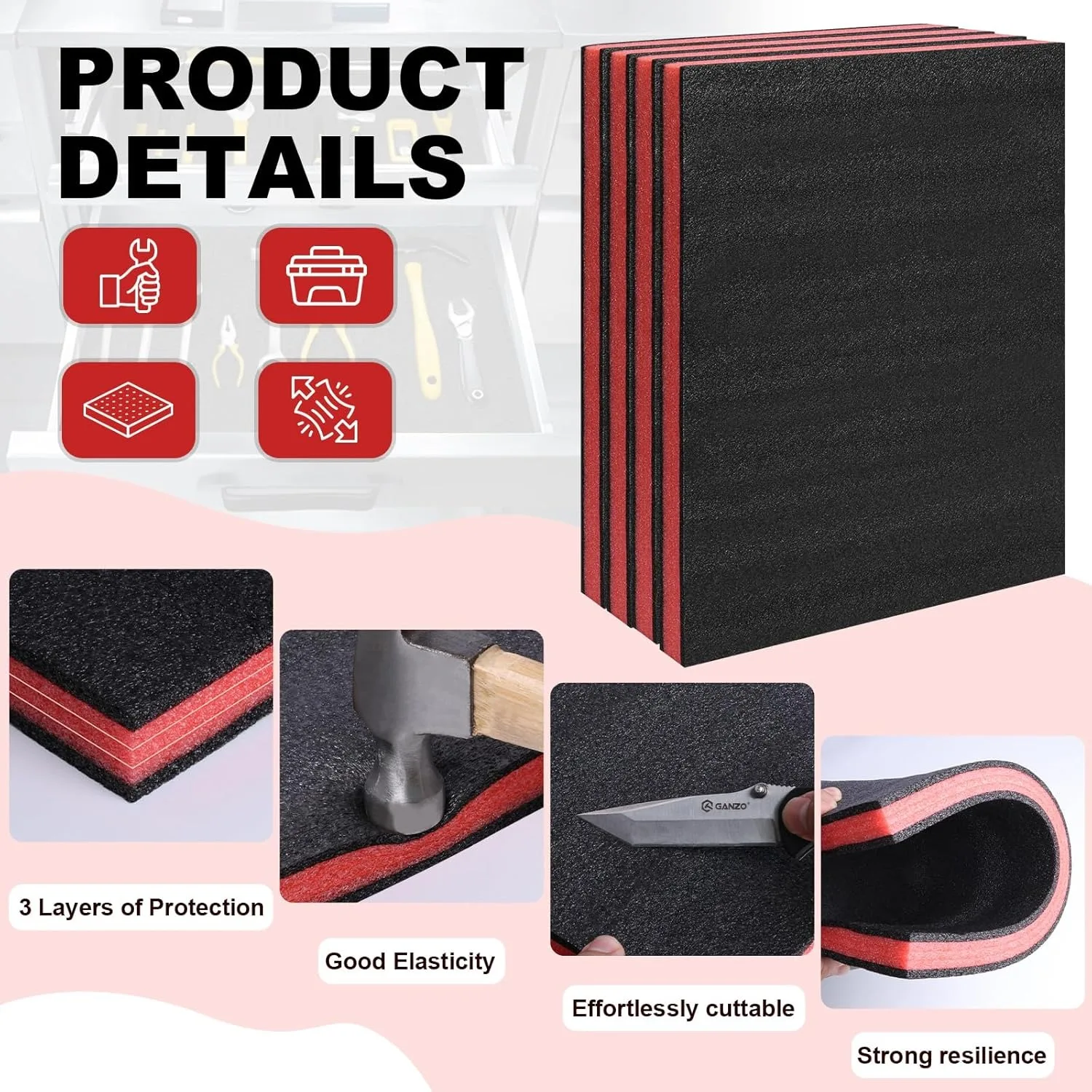 5/4/3Pcs Tool Box Foam Inserts Packing Foam Pads Camera Case Cushioning Insert Sheet for Transport DIY Crafts Toolbox Liner thumbnail 3