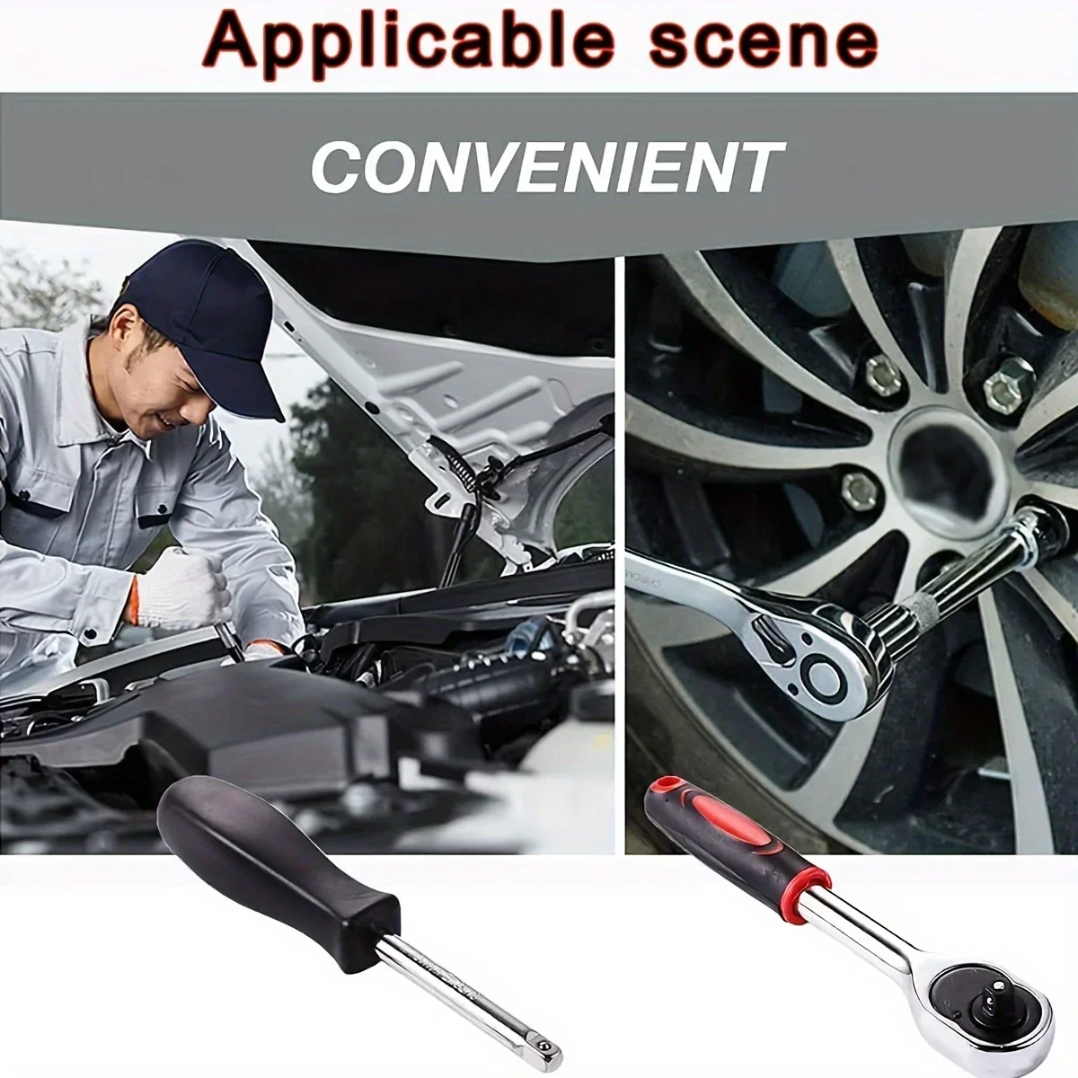 46Pcs Family Tools 1/4 Set Mechanic Tool Kits for Auto Repair Hous with Sockets Metric Hex Bit Socket Set inch Ratchet Wrench thumbnail 6
