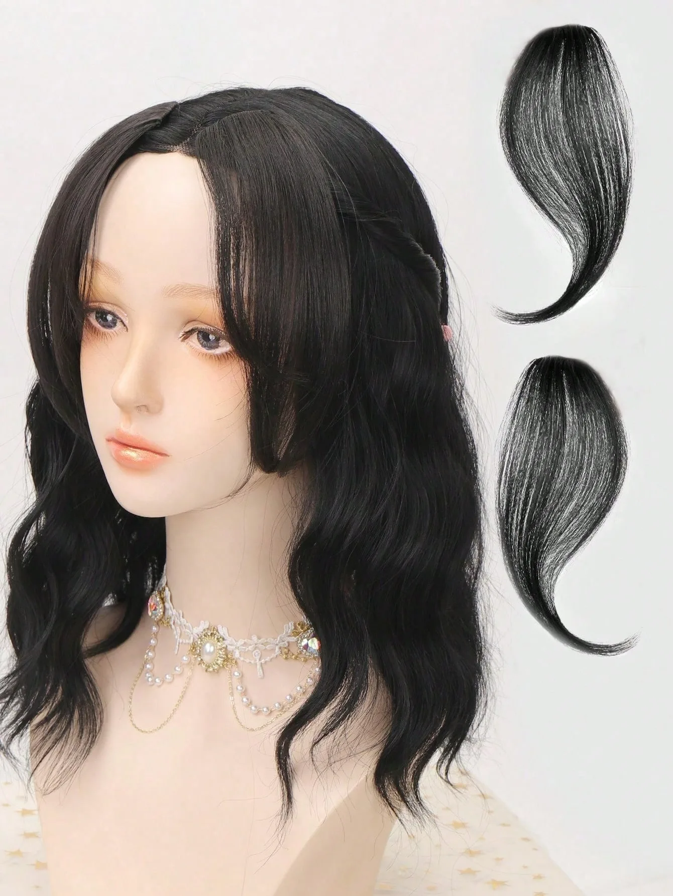 2Pcs/Set Synthetic Middle-Part Bangs Hair Extensions Easy Clip In Forhead Gradient Bangs Natural Seamless Side Fringe Hairpiece thumbnail 3