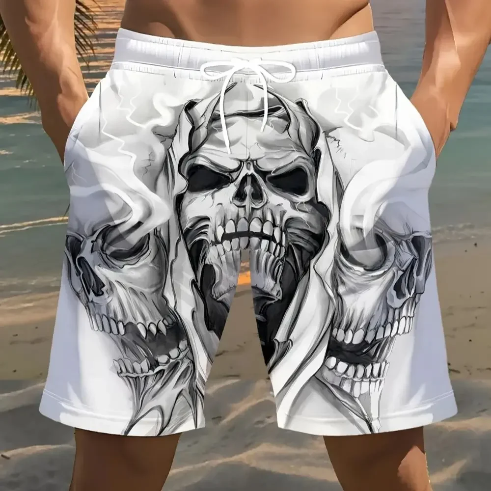 Men's Fashion Beach Shorts Skull Print Casual Lightweight Quick-Drying Shorts Outdoor Sports Basketball Gym Swimming Beach Pants thumbnail 6