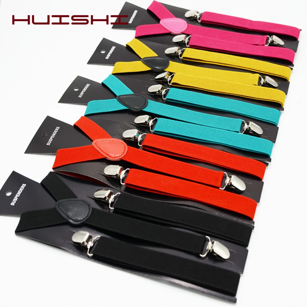 Adult Suspenders High Elastic Solid Color Mens Women Wedding Party Suit Skirt Braces Straps Shirt Dress Garment Clip on Pants thumbnail 2