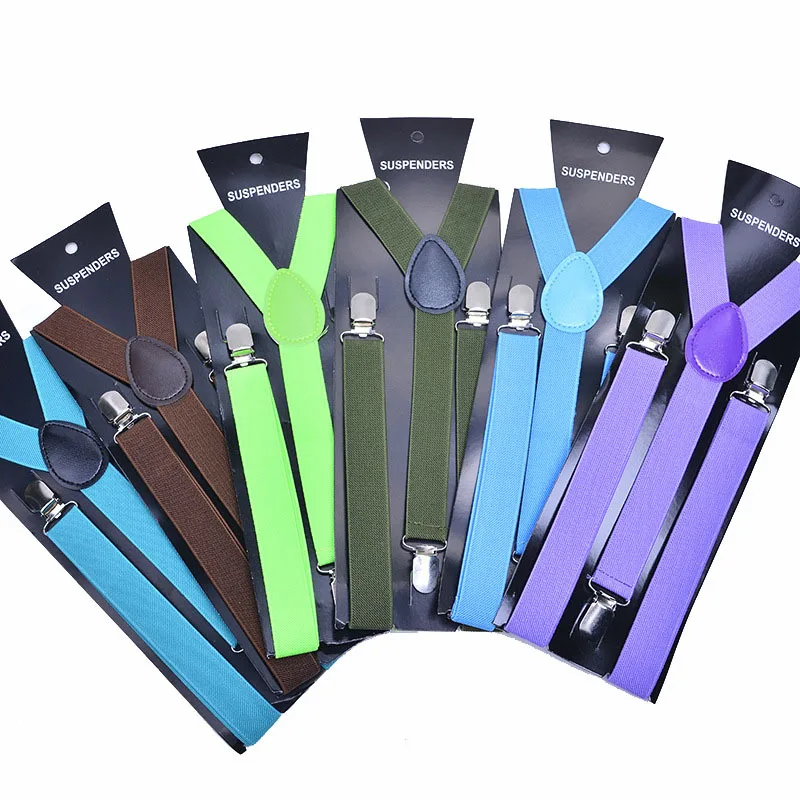 Adult Suspenders High Elastic Solid Color Mens Women Wedding Party Suit Skirt Braces Straps Shirt Dress Garment Clip on Pants thumbnail 6