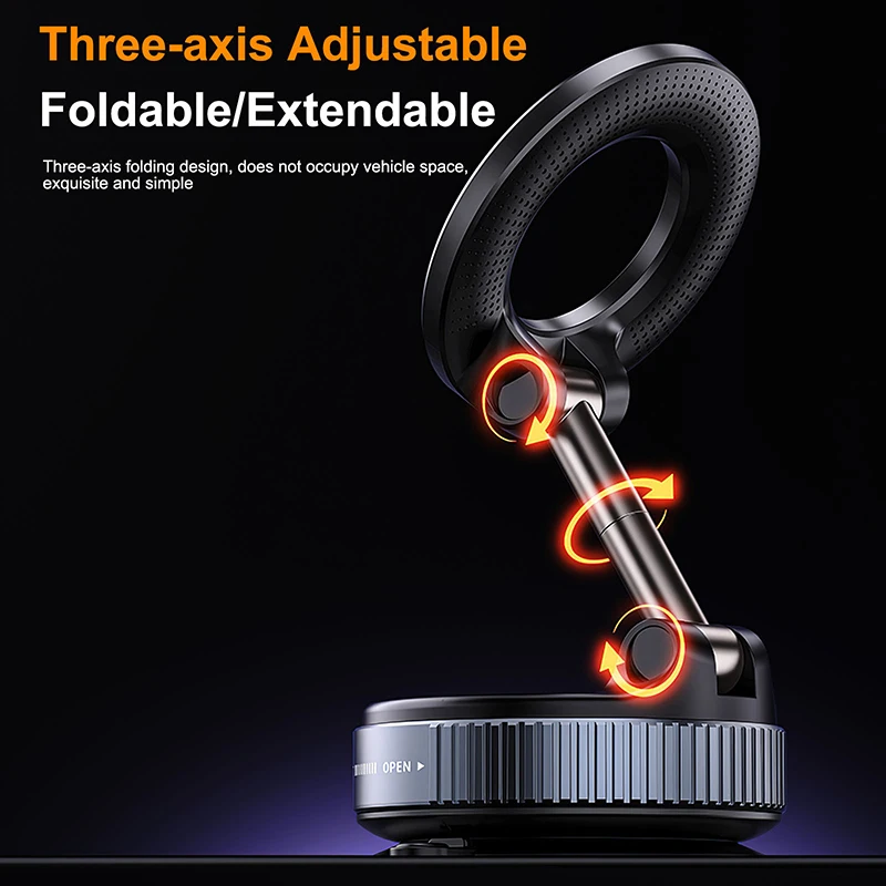 K007 Strong Magnetic Car Phone Holder Foldable Design 360° Adjustable Vacuum Mount for Car/Desk/Bathroom/Universal Use Holder thumbnail 2
