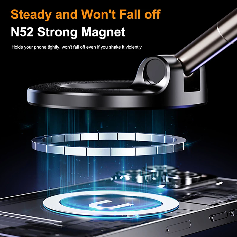 K007 Strong Magnetic Car Phone Holder Foldable Design 360° Adjustable Vacuum Mount for Car/Desk/Bathroom/Universal Use Holder thumbnail 3