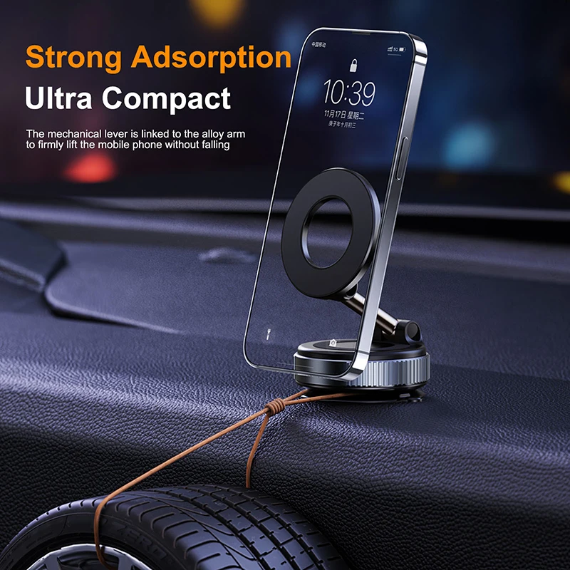 K007 Strong Magnetic Car Phone Holder Foldable Design 360° Adjustable Vacuum Mount for Car/Desk/Bathroom/Universal Use Holder thumbnail 4