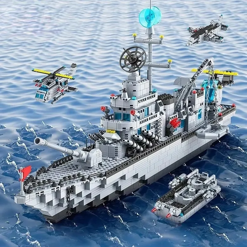 Large size 1560PCS Navy war ship Army ship model warship 6 in 1 multi-shape Building Blocks Construction Set for Boys Bricks Toy thumbnail 4
