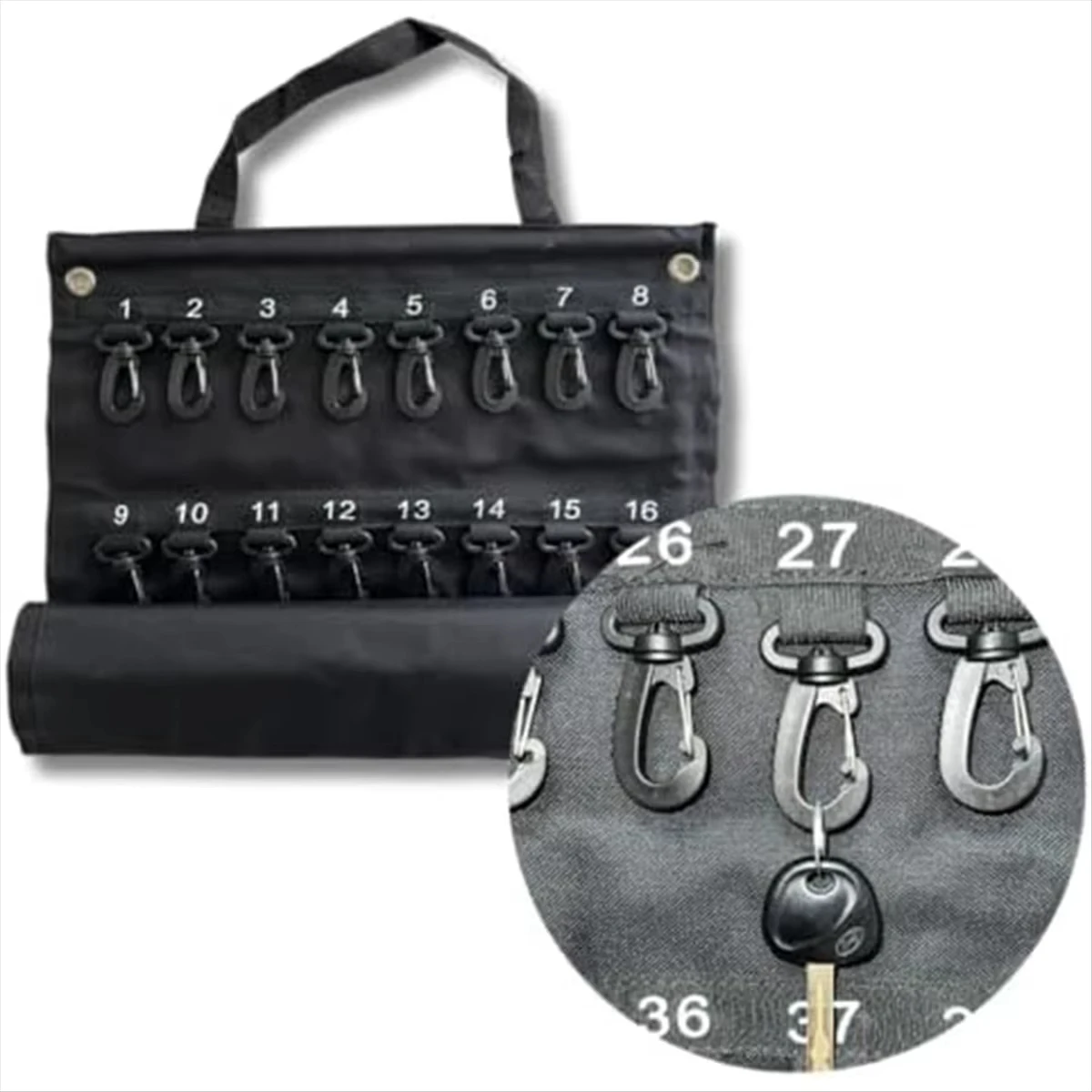 Holds 30/40/50 Keys Versatile Roll-Up Key Storage Box Security Hook Decor Hook Weatherproof Portable Storage Box For Home Office thumbnail 2