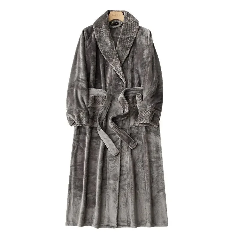 Couple's Oversize Plush Robe Coral Fleece Sleepwear Autumn Winter Home Comfortable Bathrobe for Men And Women thumbnail 5