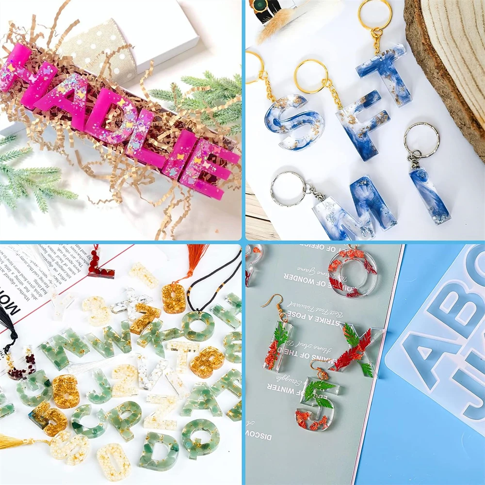 Alphabet Silicone Mold for Epoxy Resin Kit Mixed Style Letters Resin Casting Mold Set DIY Keychain Pendant Jewelry Making Tools thumbnail 5