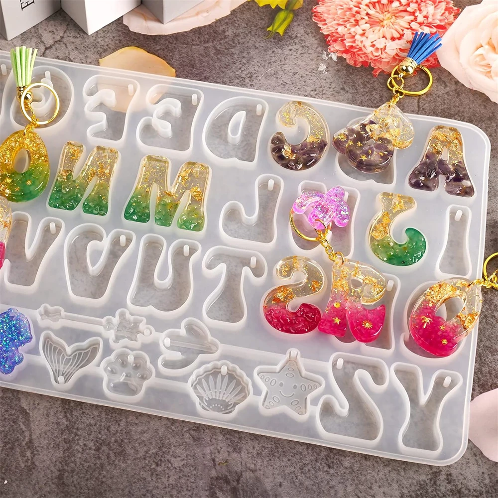 Alphabet Silicone Mold for Epoxy Resin Kit Mixed Style Letters Resin Casting Mold Set DIY Keychain Pendant Jewelry Making Tools thumbnail 3