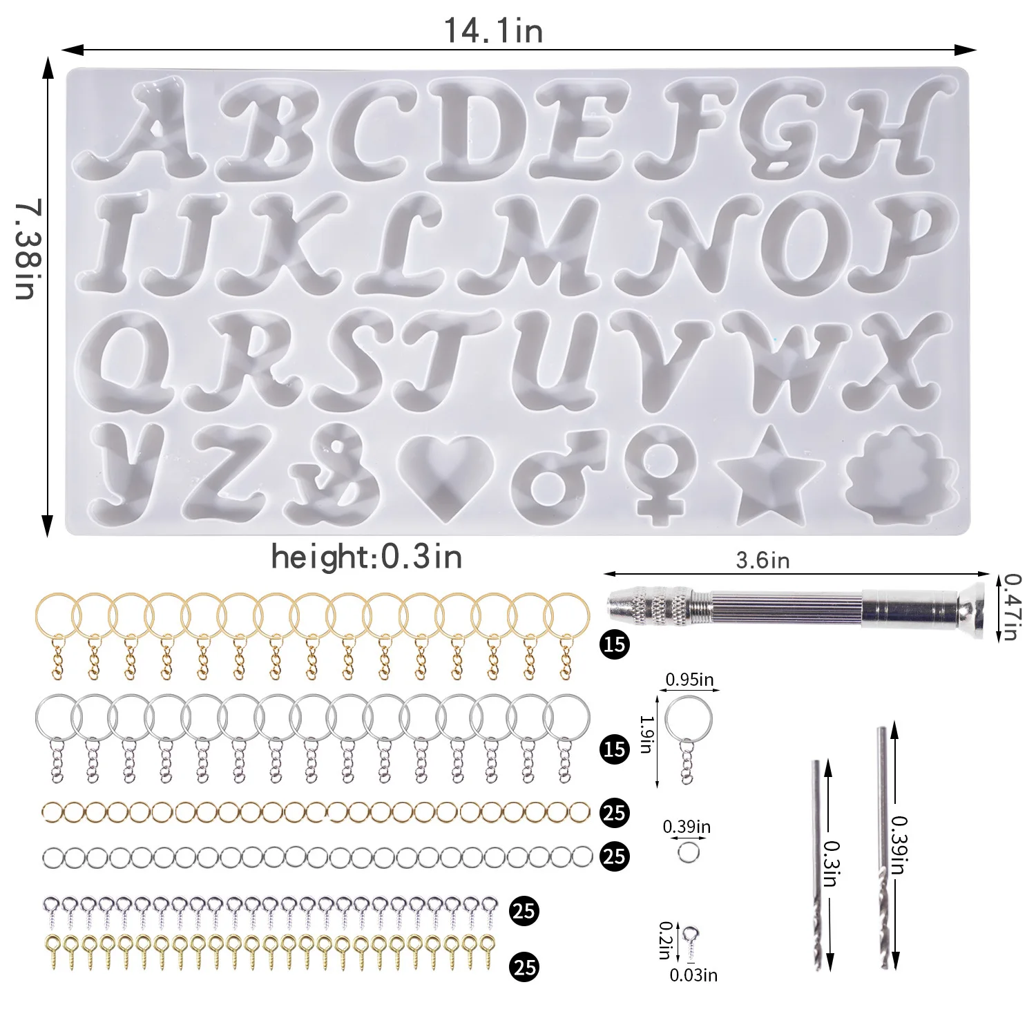 Alphabet Silicone Mold for Epoxy Resin Kit Mixed Style Letters Resin Casting Mold Set DIY Keychain Pendant Jewelry Making Tools thumbnail 6
