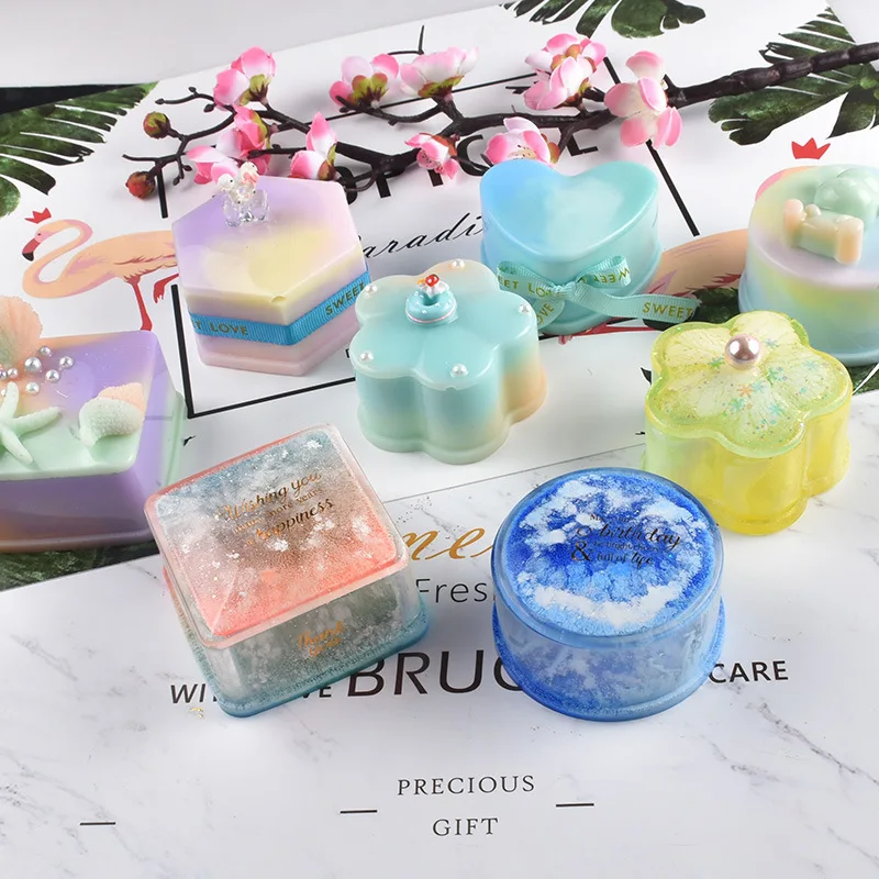 DIY Silicone Jewelry Box Mold Heart Hexagon Flower Storage Boxs Molds with Lid Epoxy Resin Mould Casting Crafting Macking Tool thumbnail 6