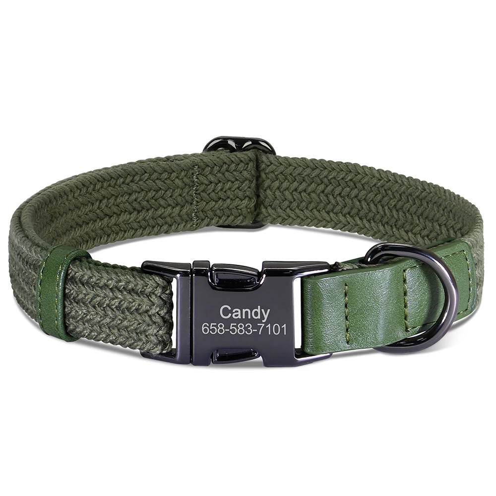 Custom Dog Collar Dog Durable Nylon Dog Collars Free Engraved Pet Name Buckle Necklace Adjustable for Small Medium Large Dogs thumbnail 2