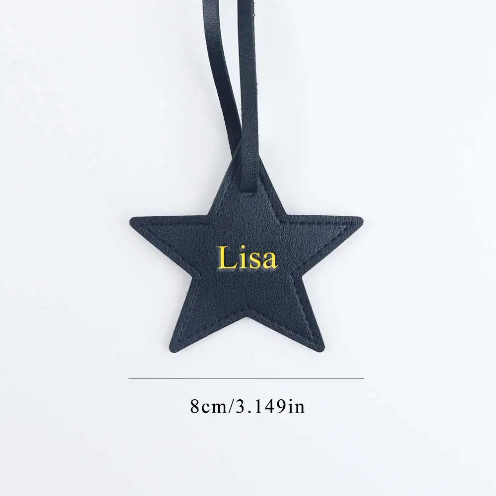 Customized name information: pu leather creative five-pointed star bag decoration pendant, key pendant, bag accessories thumbnail 6