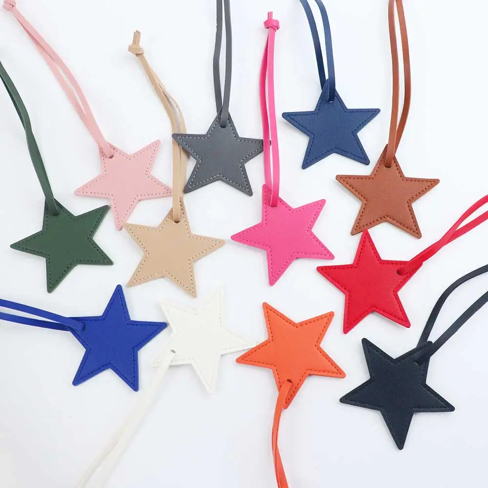 Customized name information: pu leather creative five-pointed star bag decoration pendant, key pendant, bag accessories thumbnail 4