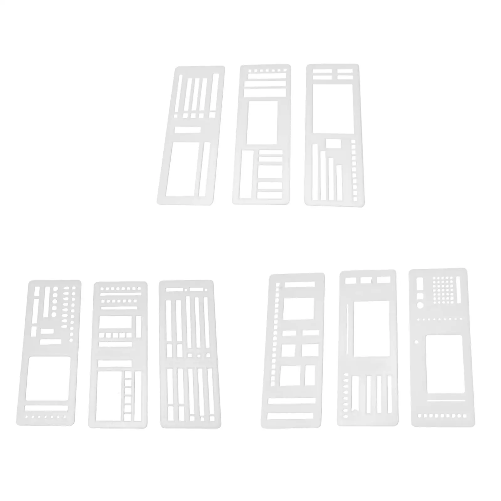 3x Planner Stencils Lines Planner Stamps Bookmark Painting Crafts Handcrafted 5.43x2 inch for Card Paper Versatile Portable thumbnail 2