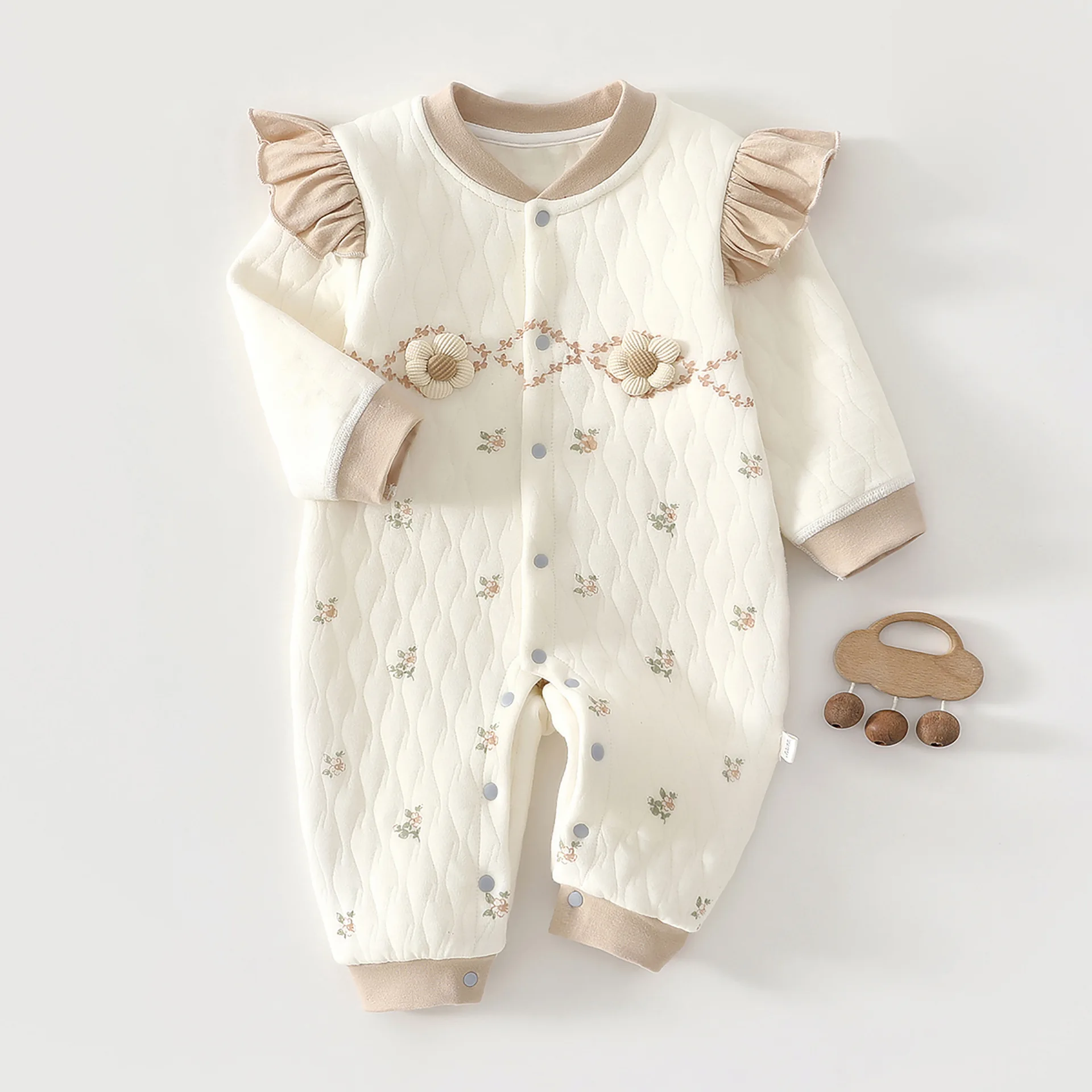 Baby Jumpsuit, Autumn Thick Cotton Jacket, Three-layer Warm Clothes for Newborns 0-18 Months Crawling Clothes for Young Children thumbnail 4